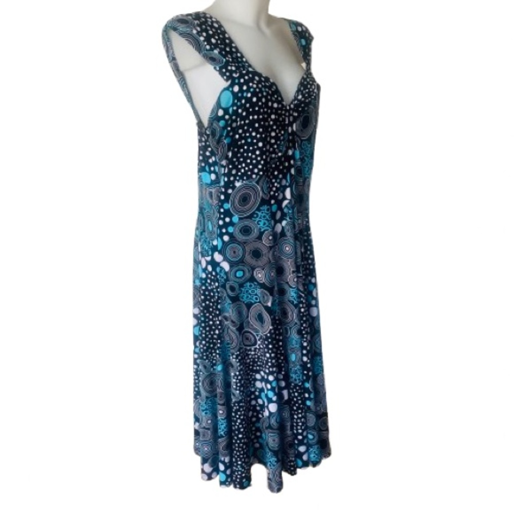 Pretty Woman Retro 60’s 70’s Indie Black Blue White Patterned Midi Dress XL